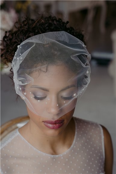 Bridal Bandeau veil with pearls